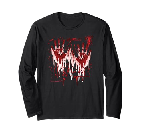 Halloween Blutige Hände Blutspritzer Zombie Kostüm Herren Langarmshirt von Halloween Kostüm Vampir Verkleidung Damen