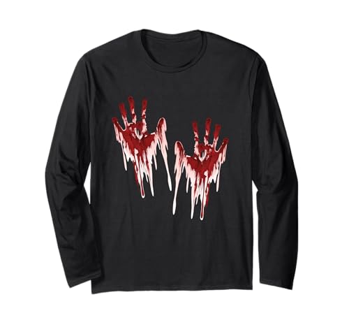 Halloween Blutige Hände Blutspritzer Zombie Kostüm Herren Langarmshirt von Halloween Kostüm Vampir Verkleidung Damen
