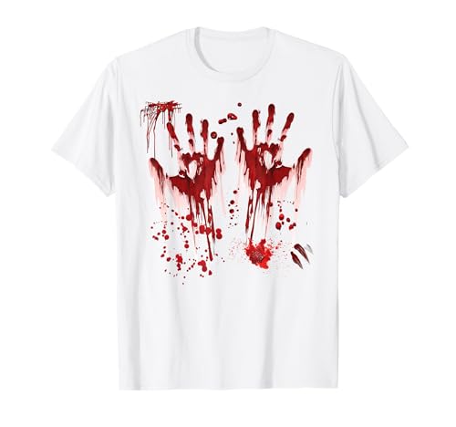 Halloween Blutige Hände Blutspritzer Zombie Kostüm Herren T-Shirt von Halloween Kostüm Vampir Verkleidung Damen