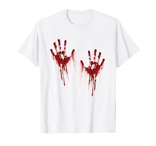 Halloween Blutige Hände Blutspritzer Zombie Kostüm Herren T-Shirt von Halloween Kostüm Vampir Verkleidung Damen