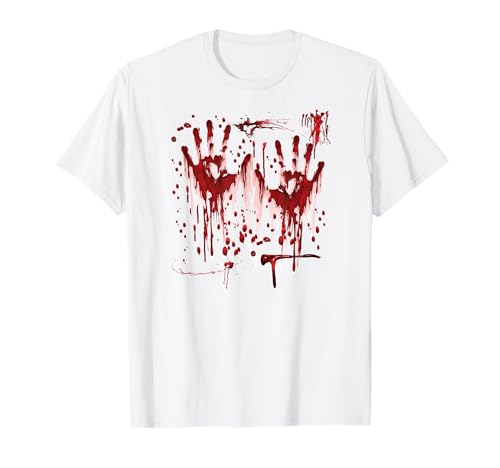 Halloween Blutige Hände Blutspritzer Zombie Kostüm Herren T-Shirt von Halloween Kostüm Vampir Verkleidung Damen