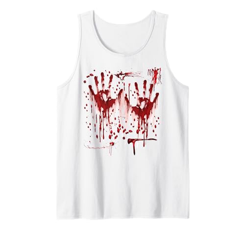 Halloween Blutige Hände Blutspritzer Zombie Kostüm Herren Tank Top von Halloween Kostüm Vampir Verkleidung Damen