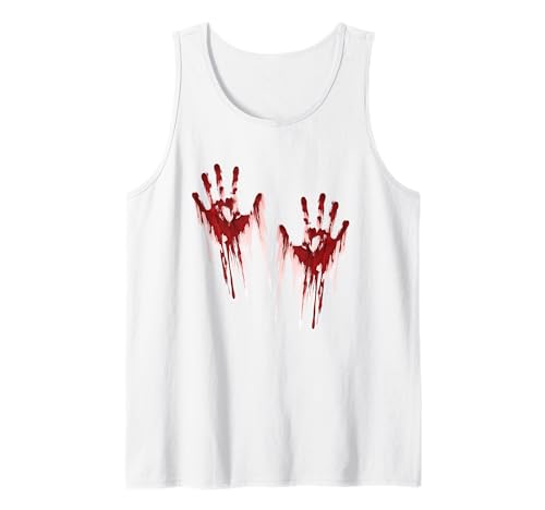 Halloween Blutige Hände Blutspritzer Zombie Kostüm Herren Tank Top von Halloween Kostüm Vampir Verkleidung Damen