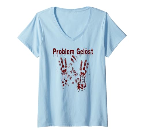 Damen Halloween Blutige Hände Blutspritzer Kostüm Zombie Blut T-Shirt mit V-Ausschnitt Damen Halloween Blutige Hände Blutspritzer Kostüm Zombie Blut T-Shirt mit V-Ausschnitt von Halloween Kostüm Vampire Verkleidung Herren Damen