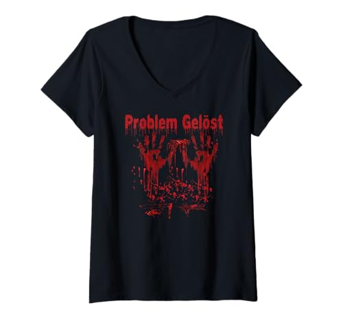 Damen Halloween Blutige Hände Blutspritzer Kostüm Zombie Blut T-Shirt mit V-Ausschnitt Damen Halloween Blutige Hände Blutspritzer Kostüm Zombie Blut T-Shirt mit V-Ausschnitt von Halloween Kostüm Vampire Verkleidung Herren Damen