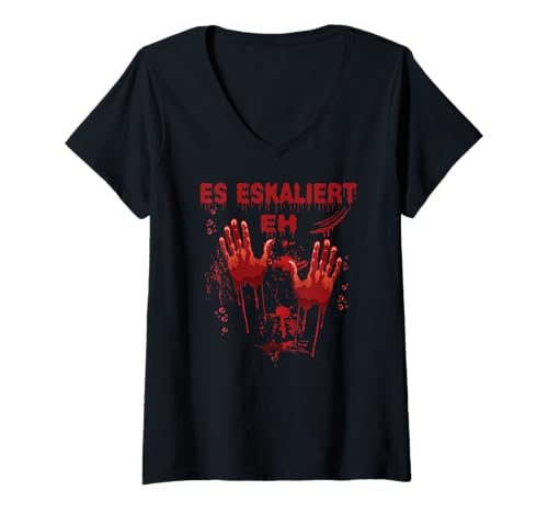 Damen Halloween Blutige Hände Blutspritzer Kostüm Zombie Blut T-Shirt mit V-Ausschnitt Damen Halloween Blutige Hände Blutspritzer Kostüm Zombie Blut T-Shirt mit V-Ausschnitt von Halloween Kostüm Vampire Verkleidung Herren Damen