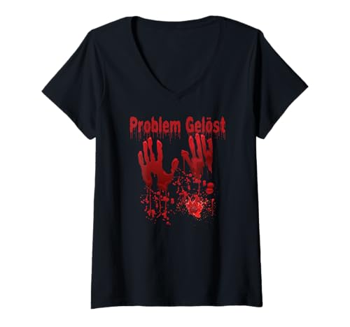 Damen Halloween Blutige Hände Blutspritzer Kostüm Zombie Blut T-Shirt mit V-Ausschnitt Damen Halloween Blutige Hände Blutspritzer Kostüm Zombie Blut T-Shirt mit V-Ausschnitt von Halloween Kostüm Vampire Verkleidung Herren Damen