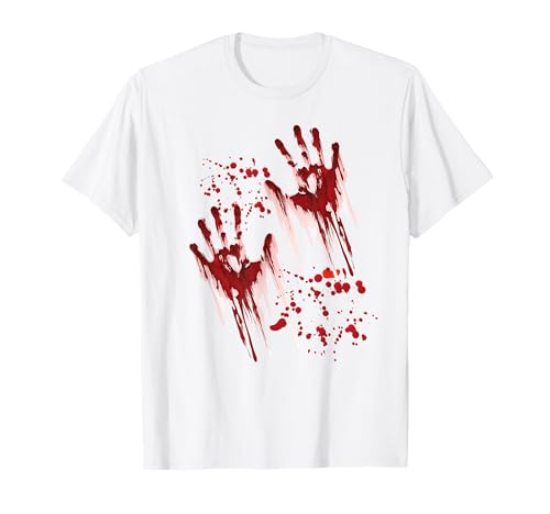 Halloween Kostüm Vampire Verkleidung Herren Damen - Blutige Hände Blutspritzer Kostüm Zombie Blut T-Shirt, Weiß, Klein, Horror, Unisex-Erwachsene, Halloween Party, Fasching Halloween Kostüm Vampire Verkleidung Herren Damen - Blutige Hände Blutspritzer Kostüm Zombie Blut T-Shirt, Weiß, Klein, Horror, Unisex-Erwachsene, Halloween Party, Fasching von Halloween Kostüm Vampire Verkleidung Herren Damen