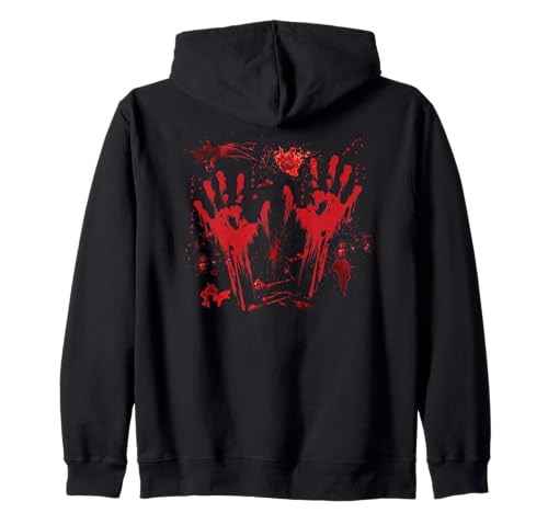 Halloween Blutige Hände Blutspritzer Zombie Kostüm Herren Kapuzenjacke von Halloween Kostüm Zombie Verkleidung Damen Vampir