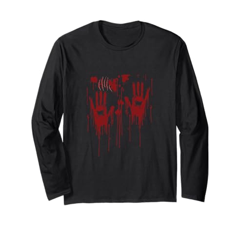 Halloween Blutige Hände Blutspritzer Zombie Kostüm Herren Langarmshirt von Halloween Kostüm Zombie Verkleidung Damen Vampir