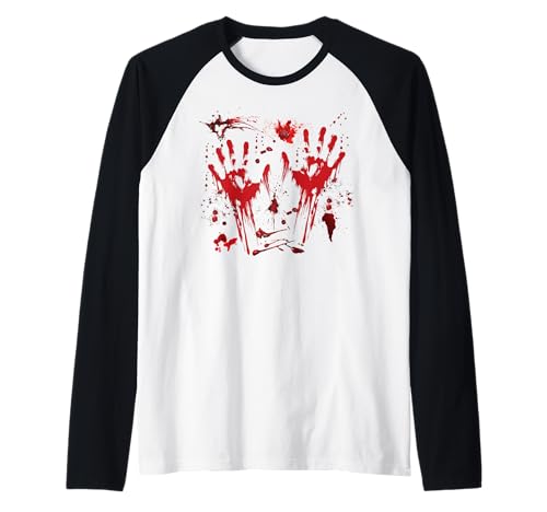 Halloween Blutige Hände Blutspritzer Zombie Kostüm Herren Raglan von Halloween Kostüm Zombie Verkleidung Damen Vampir