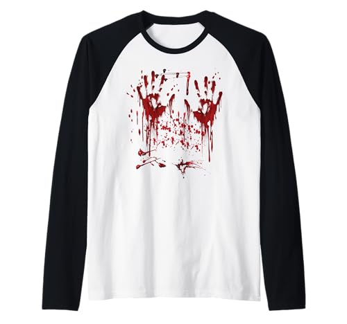 Halloween Blutige Hände Blutspritzer Zombie Kostüm Herren Raglan von Halloween Kostüm Zombie Verkleidung Damen Vampir