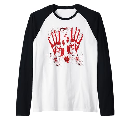 Halloween Blutige Hände Blutspritzer Zombie Kostüm Herren Raglan von Halloween Kostüm Zombie Verkleidung Damen Vampire