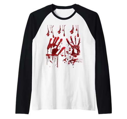 Halloween Blutige Hände Blutspritzer Zombie Kostüm Herren Raglan von Halloween Kostüm Zombie Verkleidung Damen Vampire