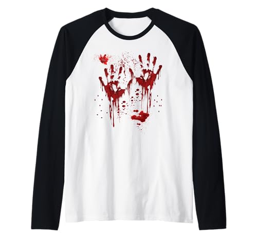 Halloween Blutige Hände Blutspritzer Zombie Kostüm Herren Raglan von Halloween Kostüm Zombie Verkleidung Damen Vampire