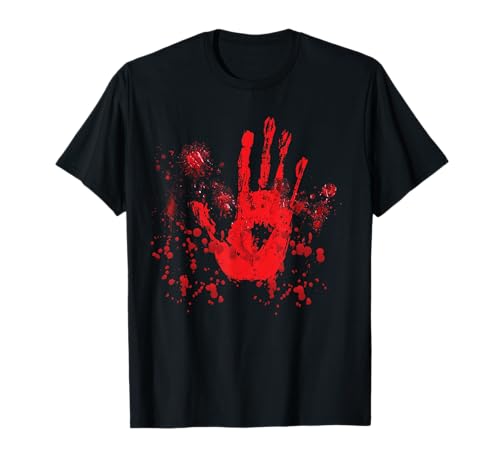 Halloween Blutige Hände Blutspritzer Zombie Kostüm Herren T-Shirt Halloween Blutige Hände Blutspritzer Zombie Kostüm Herren T-Shirt von Halloween Kostüm Zombie Verkleidung Damen Vampire