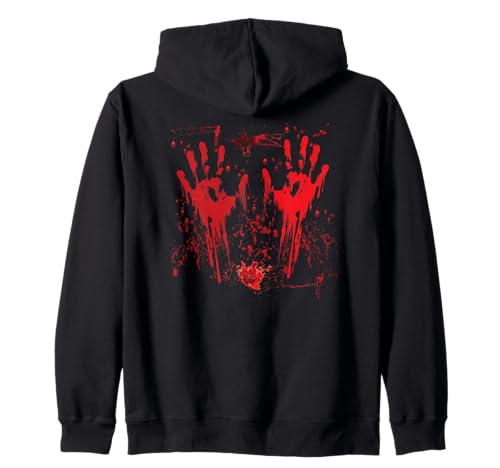 Halloween Blutige Hände Blutspritzer Vampir Kostüm Herren Kapuzenjacke von Halloween Kostüm Zombie Verkleidung Damen