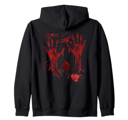 Halloween Blutige Hände Blutspritzer Vampir Kostüm Herren Kapuzenjacke von Halloween Kostüm Zombie Verkleidung Damen
