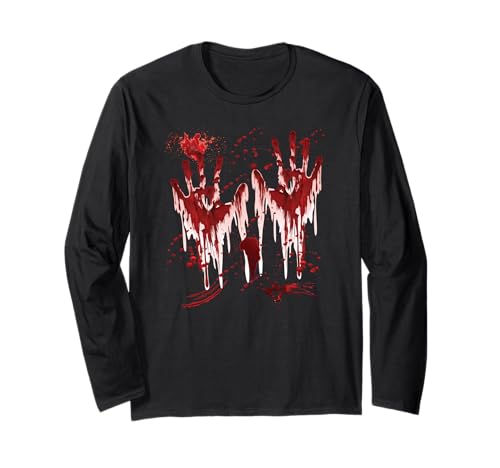 Halloween Blutige Hände Blutspritzer Vampir Kostüm Herren Langarmshirt von Halloween Kostüm Zombie Verkleidung Damen