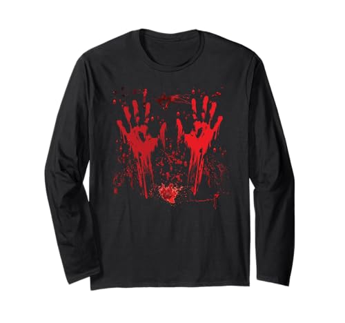 Halloween Blutige Hände Blutspritzer Vampir Kostüm Herren Langarmshirt Halloween Blutige Hände Blutspritzer Vampir Kostüm Herren Langarmshirt von Halloween Kostüm Zombie Verkleidung Damen