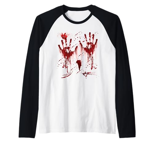 Halloween Blutige Hände Blutspritzer Vampir Kostüm Herren Raglan von Halloween Kostüm Zombie Verkleidung Damen