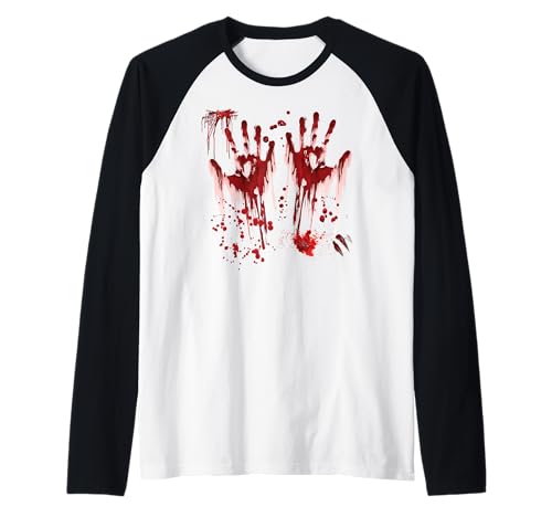 Halloween Blutige Hände Blutspritzer Vampir Kostüm Herren Raglan von Halloween Kostüm Zombie Verkleidung Damen