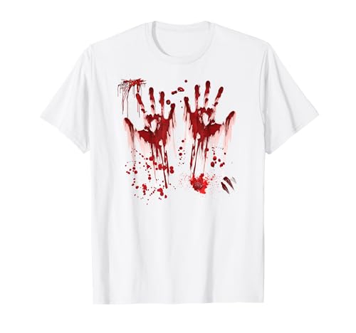 Halloween Blutige Hände Blutspritzer Vampir Kostüm Herren T-Shirt von Halloween Kostüm Zombie Verkleidung Damen