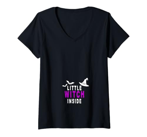Damen Schwangerschaft Kostüm Halloween Shirt Schwanger T-Shirt mit V-Ausschnitt Damen Schwangerschaft Kostüm Halloween Shirt Schwanger T-Shirt mit V-Ausschnitt von Halloween Kostüm für Schwangere Damen Frauen