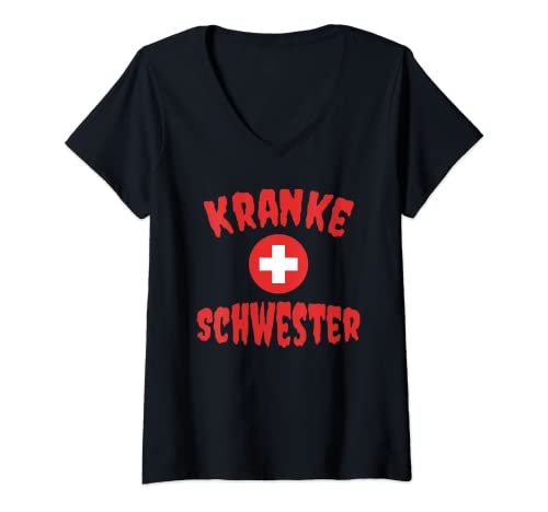 Damen Halloween Krankenschwester Kostüm Kranke Schwester T-Shirt mit V-Ausschnitt Damen Halloween Krankenschwester Kostüm Kranke Schwester T-Shirt mit V-Ausschnitt von Halloween Krankenschwester Kostüme & Verkleidungen