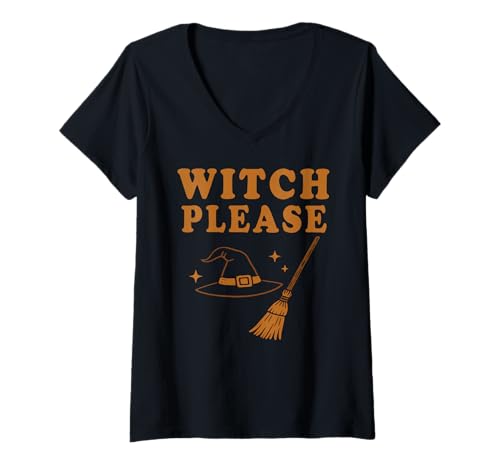 Damen Witch Please Halloween Kostüm T-Shirt mit V-Ausschnitt Damen Witch Please Halloween Kostüm T-Shirt mit V-Ausschnitt von Halloween Kürbis Kostüme Lustige Geschenke