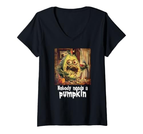 Damen Gruselige Avocado gegen Kürbis, Halloween, Avocado T-Shirt mit V-Ausschnitt Damen Gruselige Avocado gegen Kürbis, Halloween, Avocado T-Shirt mit V-Ausschnitt von Halloween Kürbisse und Avocado