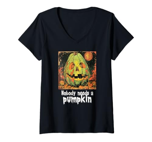 Damen Gruselige Avocado gegen Kürbis, Halloween, Avocado T-Shirt mit V-Ausschnitt Damen Gruselige Avocado gegen Kürbis, Halloween, Avocado T-Shirt mit V-Ausschnitt von Halloween Kürbisse und Avocado