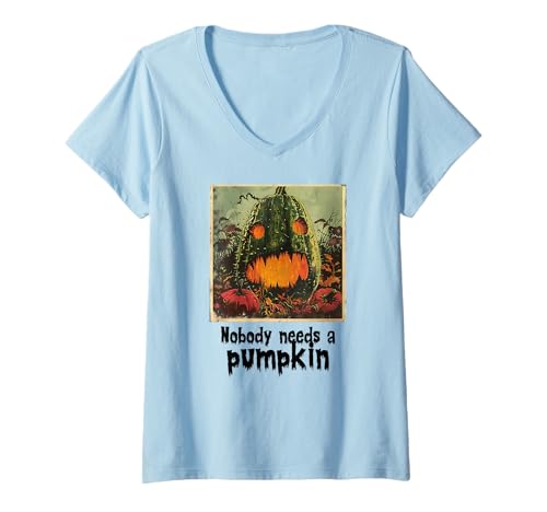 Damen Gruselige Gurke gegen Kürbis, Halloween, Gurken T-Shirt mit V-Ausschnitt Damen Gruselige Gurke gegen Kürbis, Halloween, Gurken T-Shirt mit V-Ausschnitt von Halloween Kürbisse und Gurken