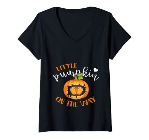 Damen Little Pumpkin On The Way Lustige Schwangerschaft Halloween T-Shirt mit V-Ausschnitt Damen Little Pumpkin On The Way Lustige Schwangerschaft Halloween T-Shirt mit V-Ausschnitt von Halloween Little Pumpkin On The Way Baby Pregnancy