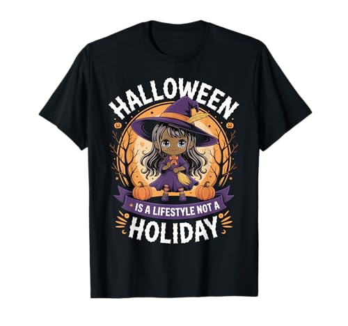Halloween-Anime-Lifestyle mit schwarzer Hexe, kein Urlaubsmädchen, für Damen T-Shirt Halloween-Anime-Lifestyle mit schwarzer Hexe, kein Urlaubsmädchen, für Damen T-Shirt von Halloween Lover Anime Tees NYC