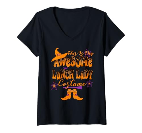 Damen Halloween This is My Awesome Lunch Lady Costume Cute Womens T-Shirt mit V-Ausschnitt von Halloween Lunch Lady Gifts Costumes & Gear S Star