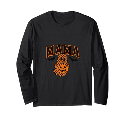 Halloween Mama Shirt Ghost Kürbis Cute Plaid Fall Mom Langarmshirt von Halloween Mama Tee Shirts for Spooky Moms