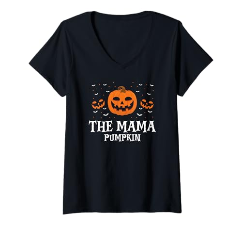 Damen Die Mama Kürbis Lustiger Halloween Familienwitz T-Shirt mit V-Ausschnitt Damen Die Mama Kürbis Lustiger Halloween Familienwitz T-Shirt mit V-Ausschnitt von Halloween Mamas Kürbisspaß Familie