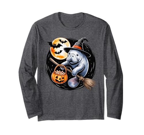 Manatee Witch Hat Spooky Halloween Costume Men Women Kids Langarmshirt Manatee Witch Hat Spooky Halloween Costume Men Women Kids Langarmshirt von Halloween Manatee Costume Fun for Kids and Adults