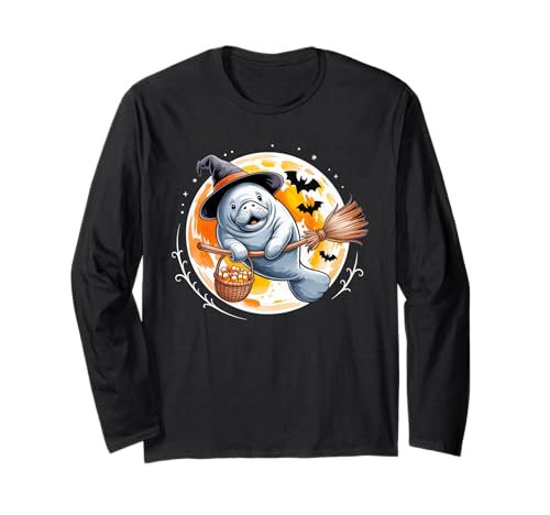 Seekuh Hexenhut Gruseliges Halloween-Kostüm Herren Damen Kinder Langarmshirt Seekuh Hexenhut Gruseliges Halloween-Kostüm Herren Damen Kinder Langarmshirt von Halloween Manatee Costume Fun for Kids and Adults