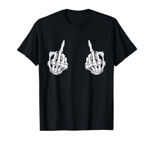 Skelett Hand Halloween Knochen Mittelfinger Totenkopf Männer Frauen T-Shirt Skelett Hand Halloween Knochen Mittelfinger Totenkopf Männer Frauen T-Shirt von Skeleton Hand Halloween Bones Middle Finger Skull
