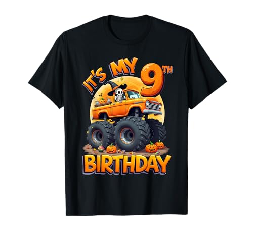Kids It's My 9th Birthday Boy Halloween Monster Truck T-Shirt von Halloween Monster Truck 9th Birthday Boy
