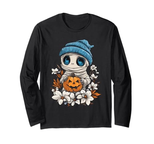 Halloween Kürbis Blumen Frauen Männer Kinder Mumie Halloween Langarmshirt Halloween Kürbis Blumen Frauen Männer Kinder Mumie Halloween Langarmshirt von Halloween Mumie Kostüm Damen Herren Halloween Deko