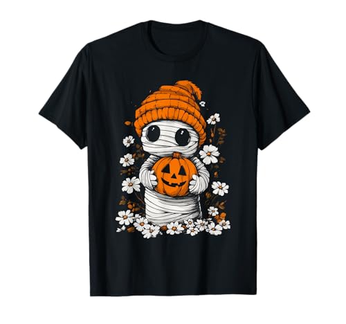 Halloween Kürbis Blumen Frauen Männer Kinder Mumie Halloween T-Shirt Halloween Kürbis Blumen Frauen Männer Kinder Mumie Halloween T-Shirt von Halloween Mumie Kostüm Damen Herren Halloween Deko