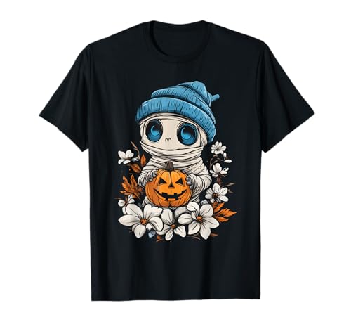Halloween Kürbis Blumen Frauen Männer Kinder Mumie Halloween T-Shirt Halloween Kürbis Blumen Frauen Männer Kinder Mumie Halloween T-Shirt von Halloween Mumie Kostüm Damen Herren Halloween Deko