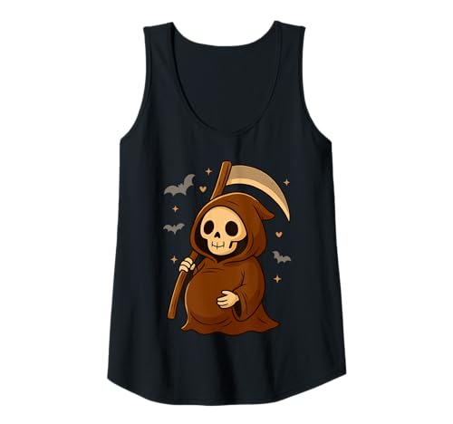 Damen Niedliche Cartoon-Sensenmann-Mama to be Halloween Mutter Tank Top von Halloween Outfit Pregnant New Mom Mother