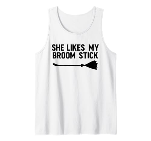 Herren HE Likes My Broom Stick X Kürbis Kürbisse Lustiges Halloween Tank Top Herren HE Likes My Broom Stick X Kürbis Kürbisse Lustiges Halloween Tank Top von Halloween Partner Kostüm - Lustiges Partnerkostüm