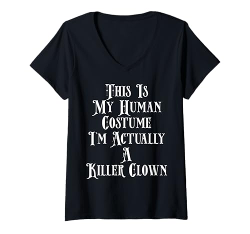 Damen Lustiges Killer-Clown-Kostüm für Halloween, gruseliger Zirkus-Clown T-Shirt mit V-Ausschnitt Damen Lustiges Killer-Clown-Kostüm für Halloween, gruseliger Zirkus-Clown T-Shirt mit V-Ausschnitt von Halloween Party Costumes For Women Men