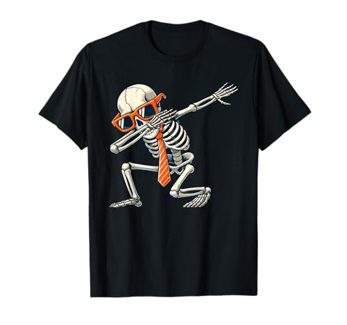 Halloween Skelett Dabbing, Herren & Jungen | Rippenkäfig & Totenkopf T-Shirt von Halloween Party Costumes Women Men Kids Boys Girls