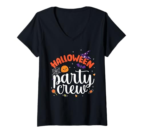 Damen Halloween Party Crew - Lustiges Gruppenkostüm Halloween Party T-Shirt mit V-Ausschnitt Damen Halloween Party Crew - Lustiges Gruppenkostüm Halloween Party T-Shirt mit V-Ausschnitt von Halloween Party Crew